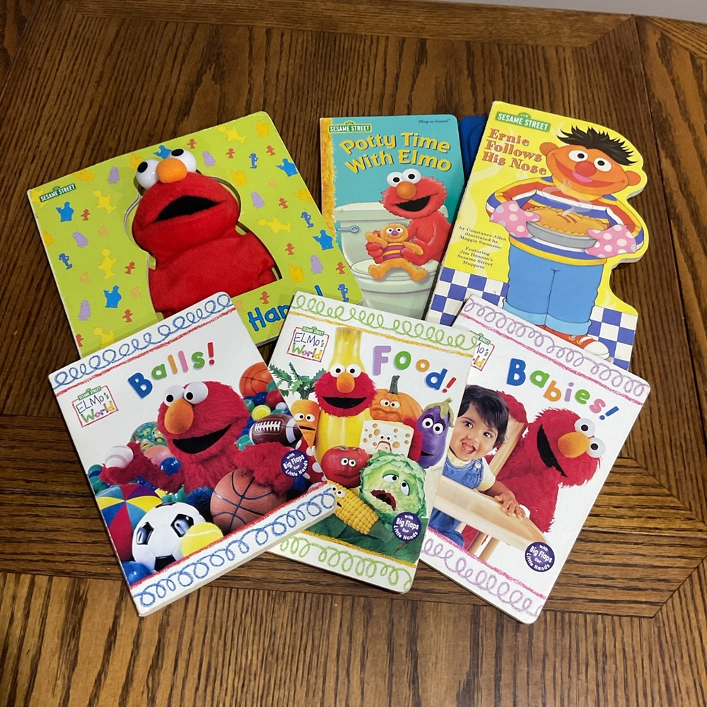 Sesame Street Elmo and Ernie Board Books 📚 plus Elmo puppet